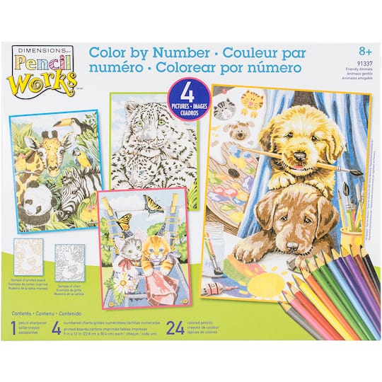 Dimensions&#xAE; Pencilworks&#x2122; Friendly Animals Color By Number Kit